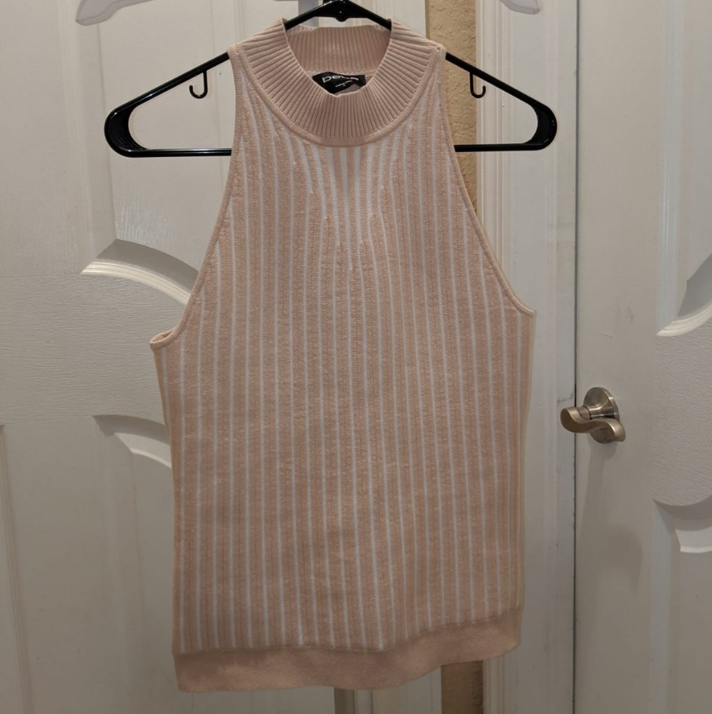 Bebe Striped Ribbed Sweater Turtle Neck